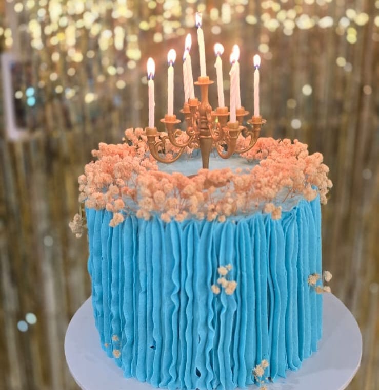 Blue Ruffle Celebration Cake